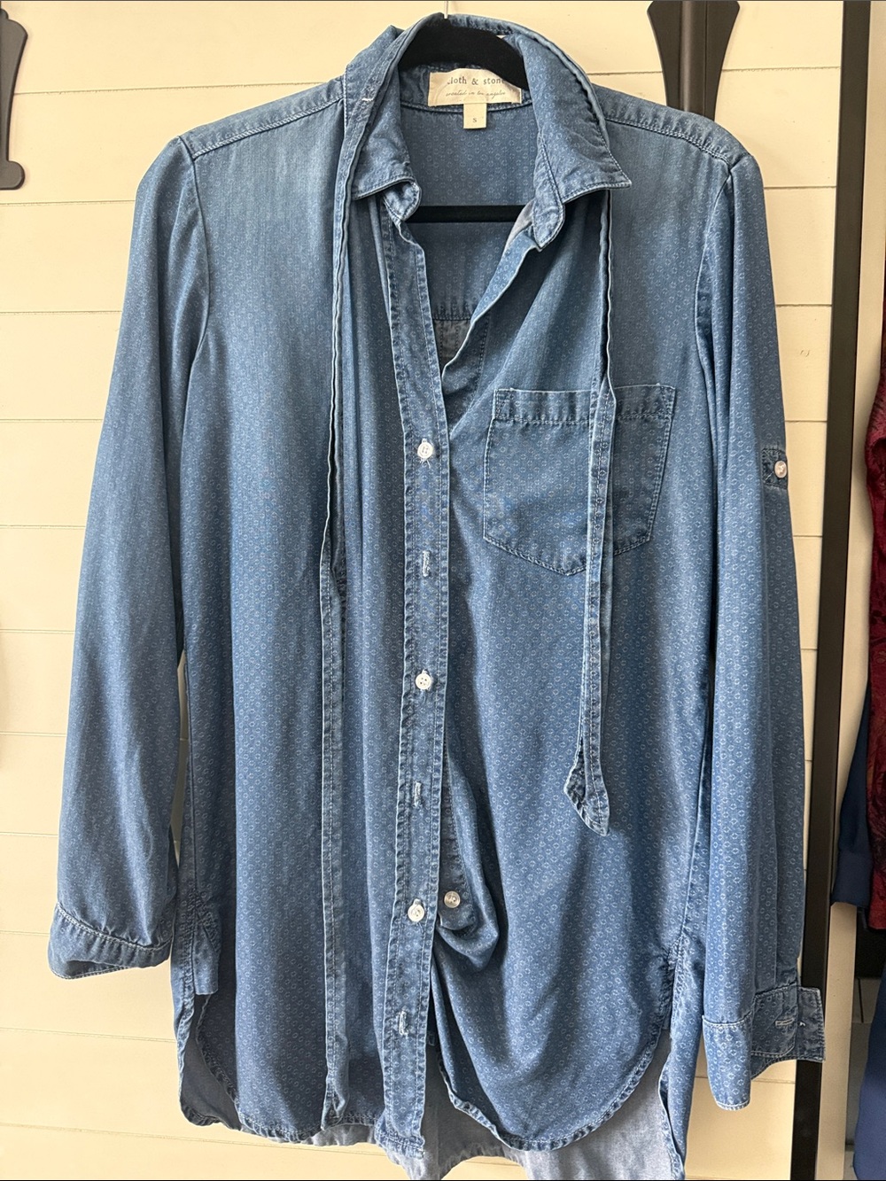 Cloth and Stone Blue Denim-Style Men’s Long-Sleeve Shirt Jacket